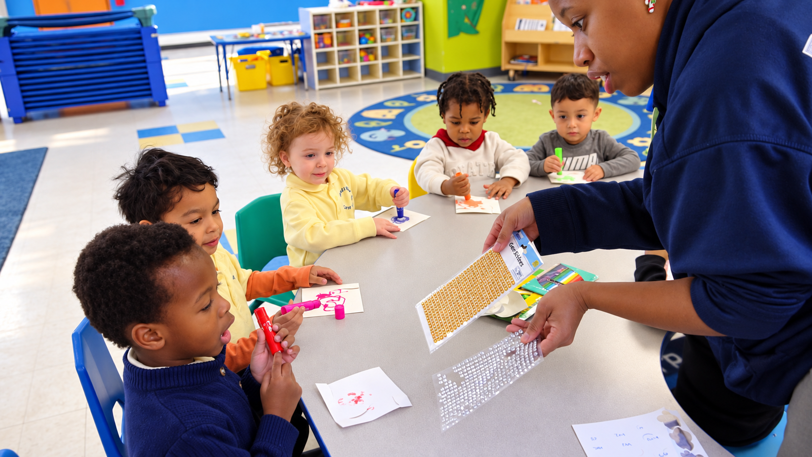 Teacher leading a craft