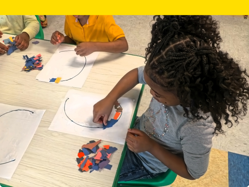 A child working on a project.